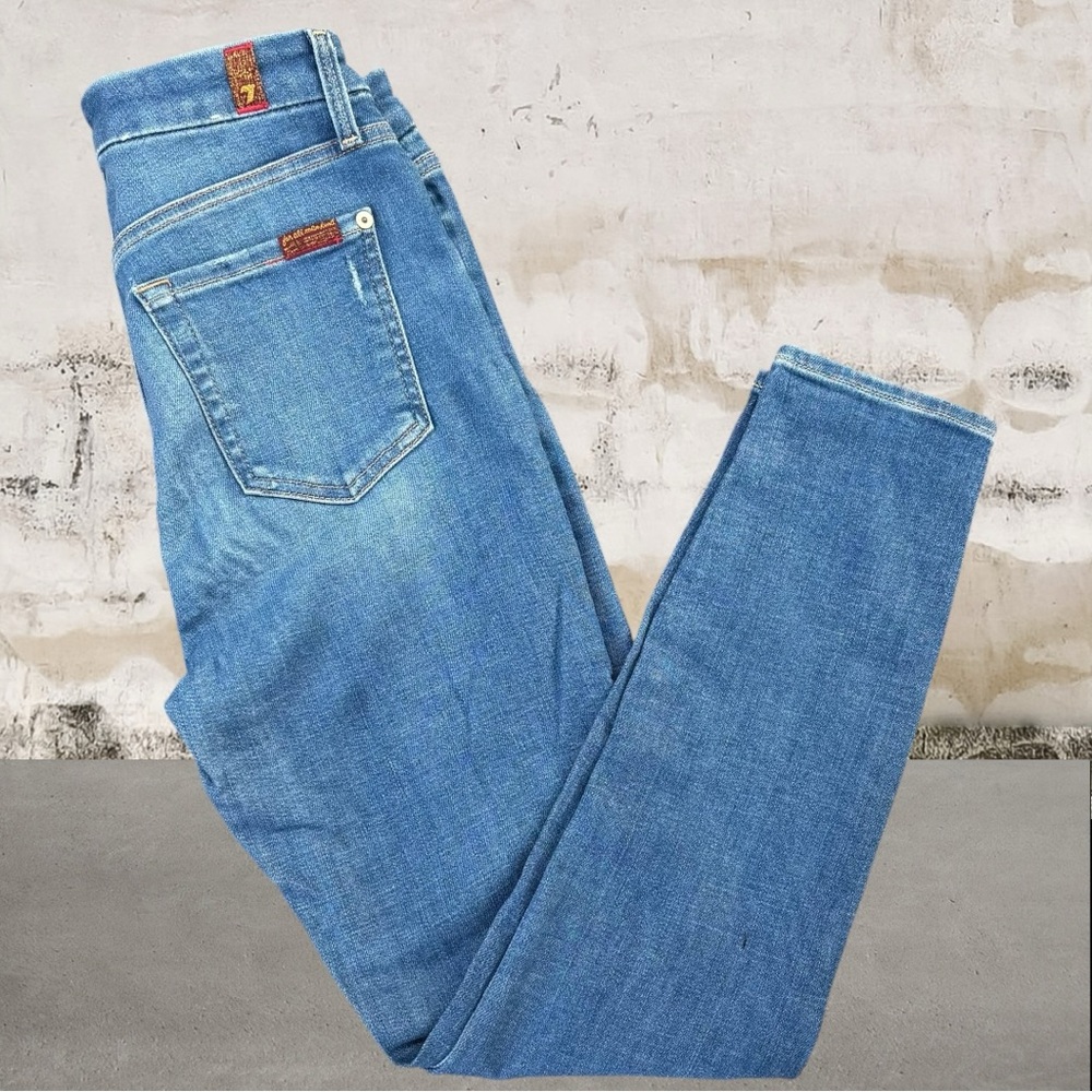7 For All Mankind Women's High Waisted Ankle Skinny Size 25 - Picture 3 of 6